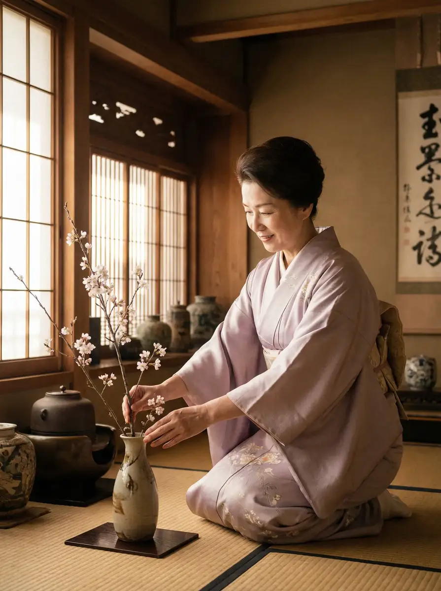 一位优雅的 每日吃瓜 | 每日吃瓜今日热点~全网精选每日吃瓜资源站 在和室中插花